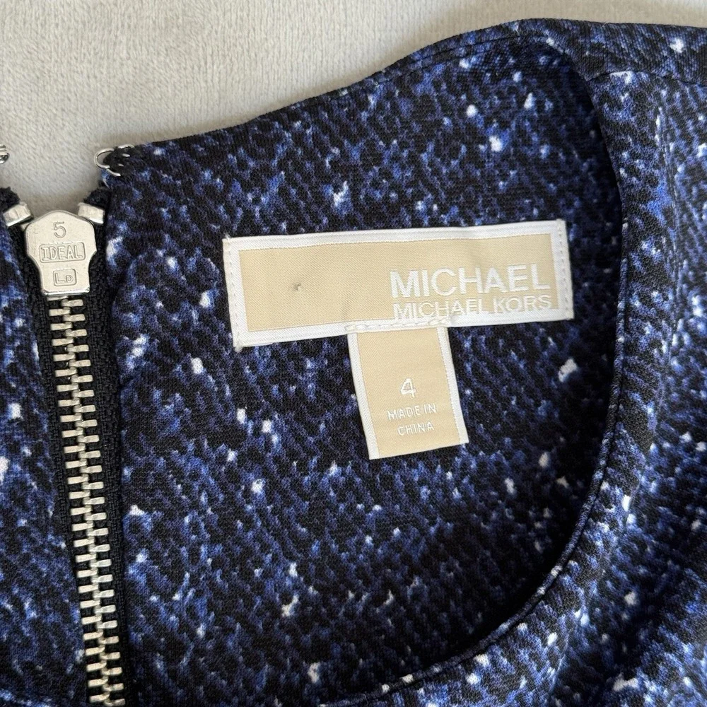 Michael Kors Dress Womens 4 Blue‎ Speckled Zip Pockets Party Celestial Elegant